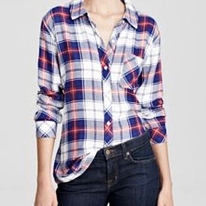 Rails Blue, Red and White Plaid Flannel Shirt XS